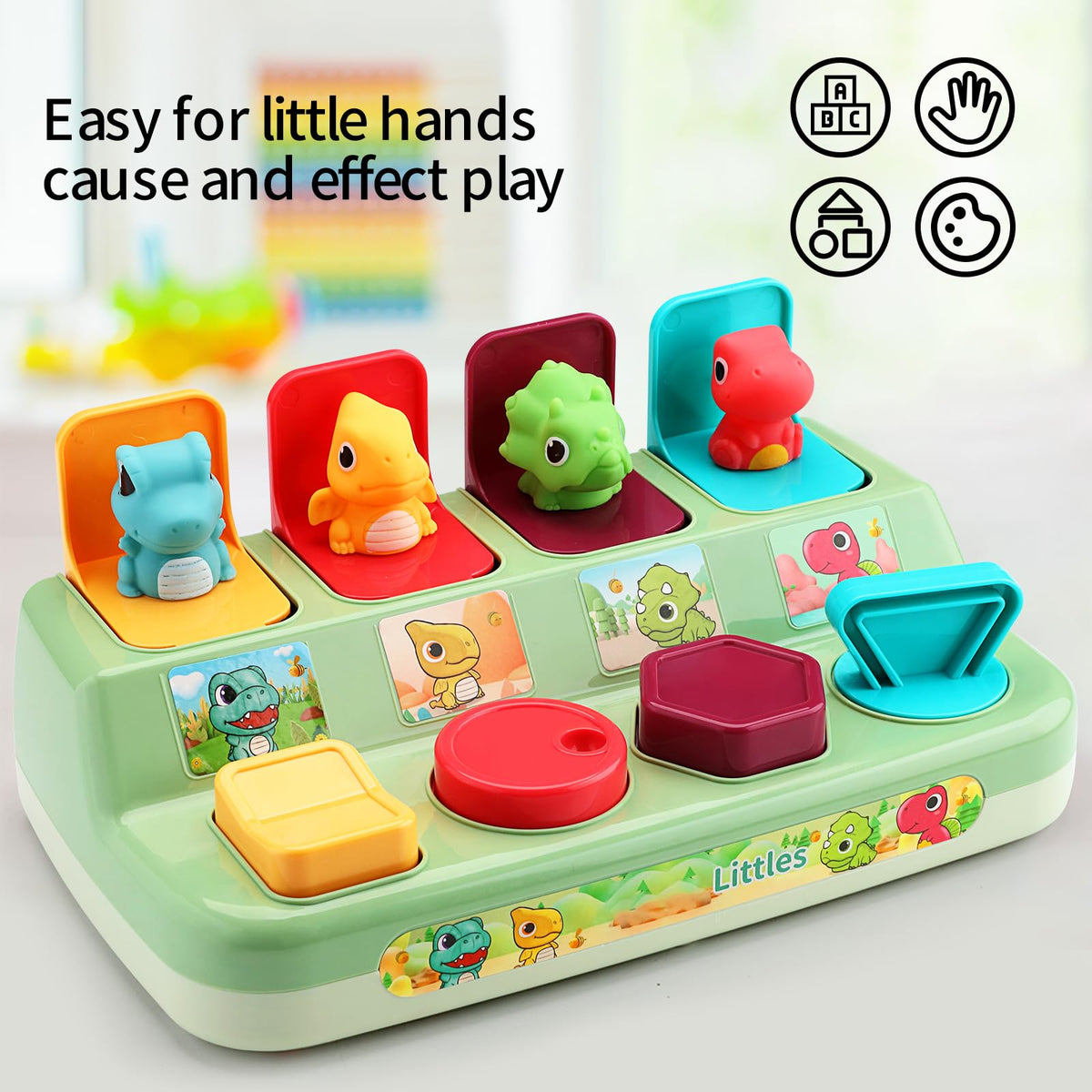 Aiqi Pop Up Animals Toy: Dinosaur Cause & Effect for Toddlers 9-18 Months