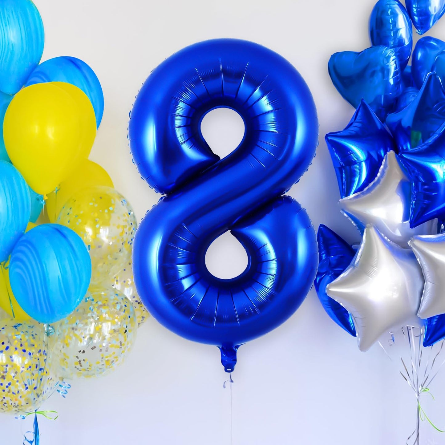AIQINHU Navy Blue Number 8 Balloon – 40 Inch Jumbo Foil Mylar for 8th Birthday & Celebrations