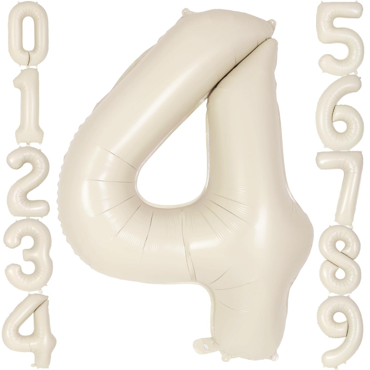 AIQINHU Cream Number 4 Balloon 40 Inch - Jumbo Foil Mylar Balloon for 4th Birthday Parties