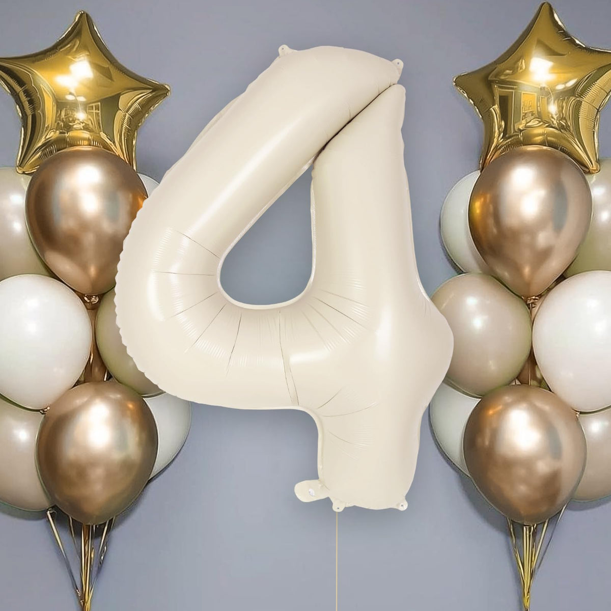 AIQINHU Cream Number 4 Balloon 40 Inch - Jumbo Foil Mylar Balloon for 4th Birthday Parties