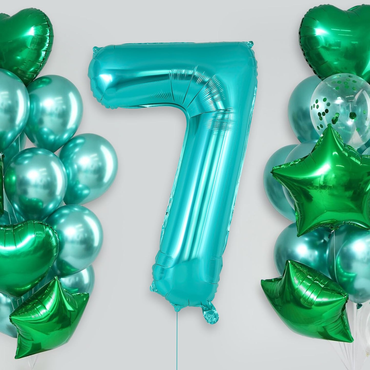 AIQINHU Teal Blue Number 7 Balloon – 40 Inch Giant Foil Mylar Balloon for 7th Birthday