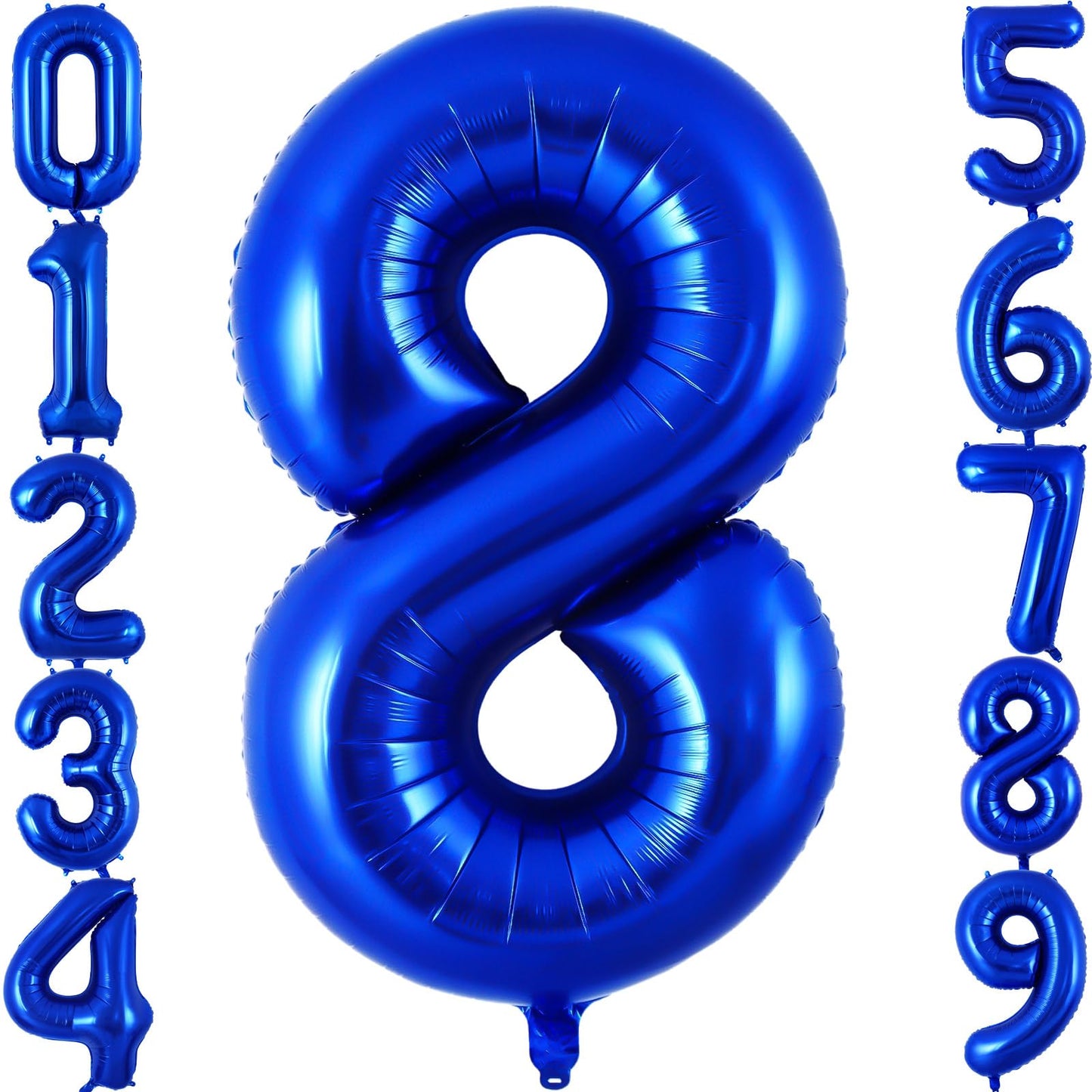 AIQINHU Navy Blue Number 8 Balloon – 40 Inch Jumbo Foil Mylar for 8th Birthday & Celebrations