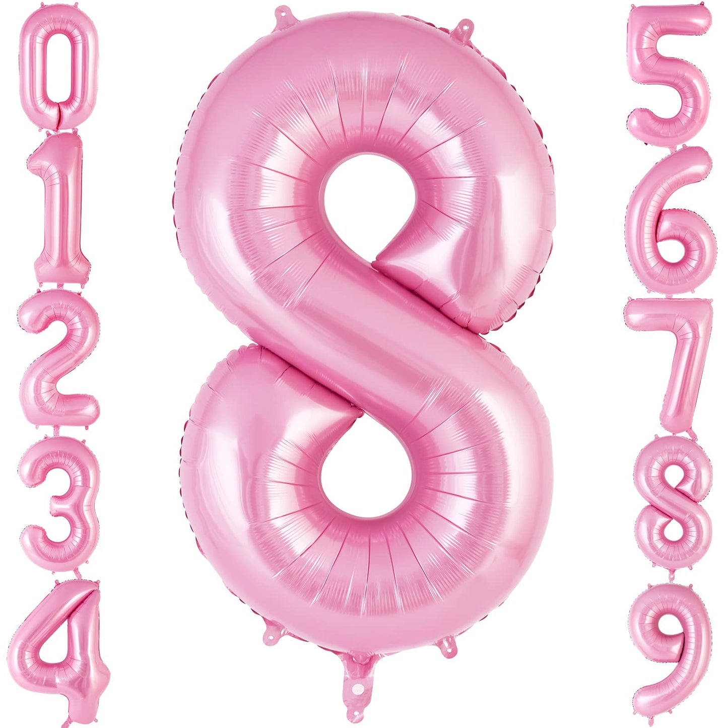 AIQINHU Pink Number 8 Balloon 40 Inch – Jumbo Foil Mylar Balloon for 8th Birthday Parties