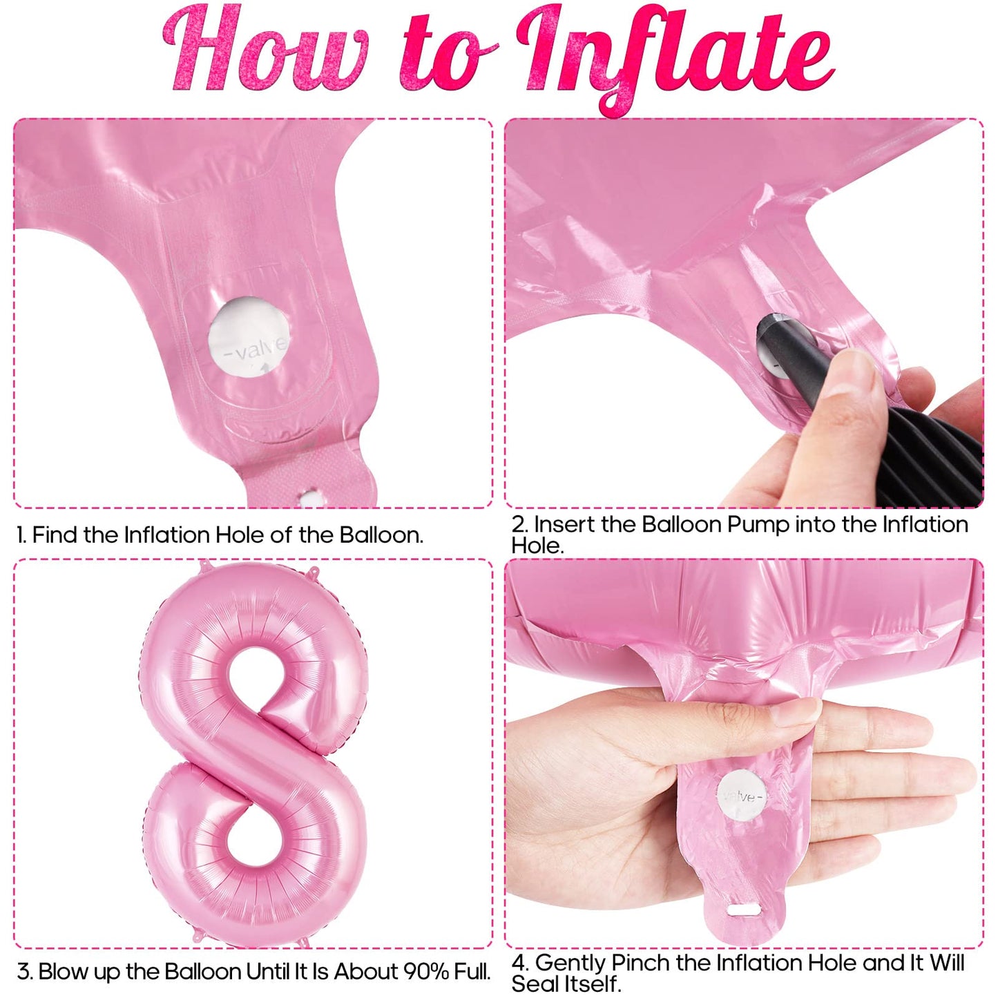 AIQINHU Pink Number 8 Balloon 40 Inch – Jumbo Foil Mylar Balloon for 8th Birthday Parties