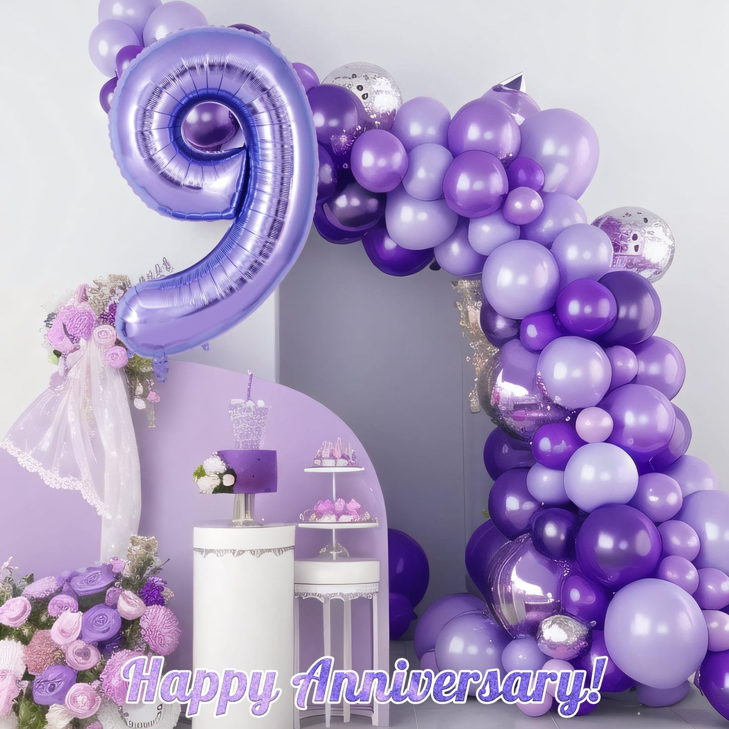 AIQINHU Purple 40-Inch Number 9 Balloon – Giant Foil Mylar for 9th Birthday