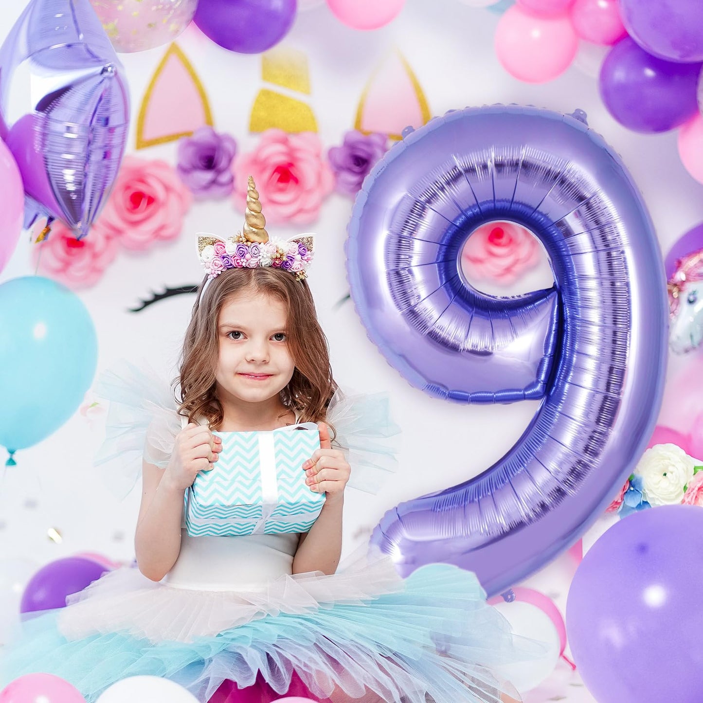 AIQINHU Purple 40-Inch Number 9 Balloon – Giant Foil Mylar for 9th Birthday