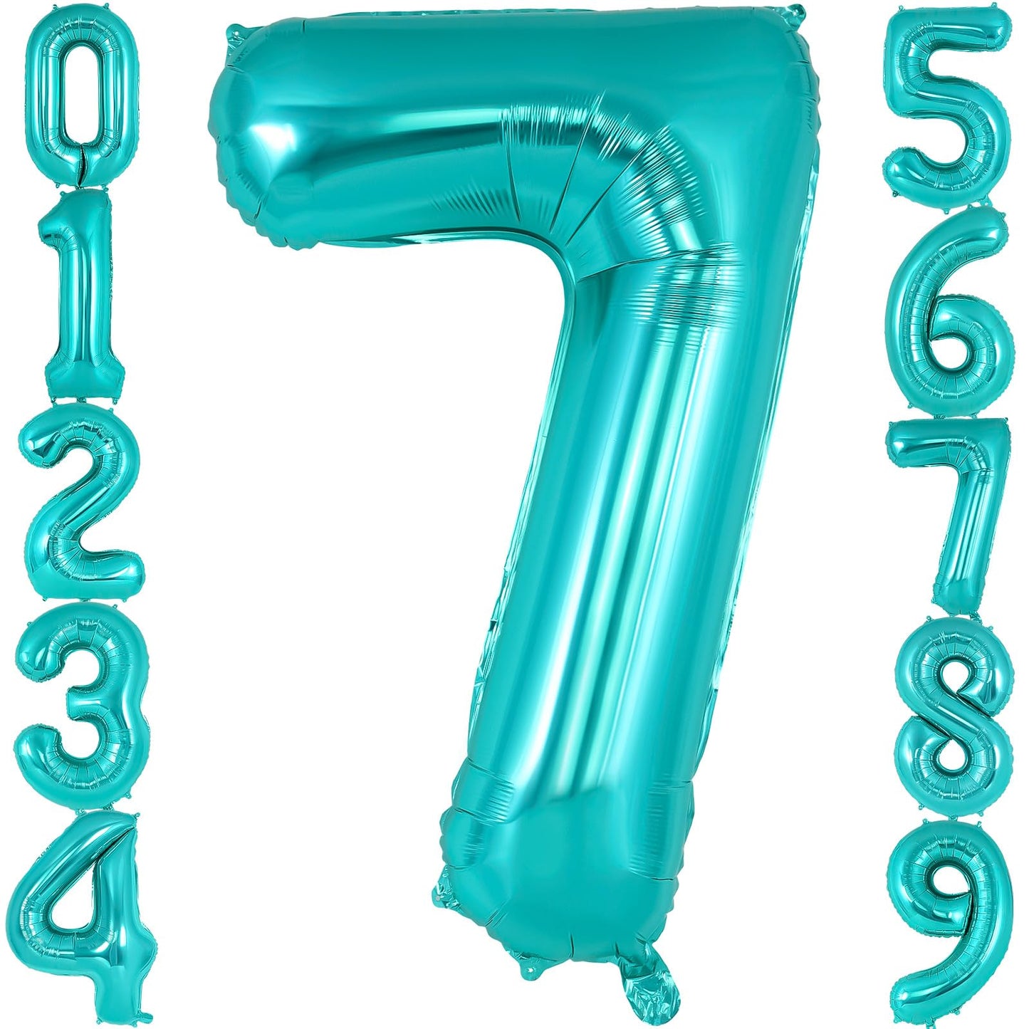 AIQINHU Teal Blue Number 7 Balloon – 40 Inch Giant Foil Mylar Balloon for 7th Birthday