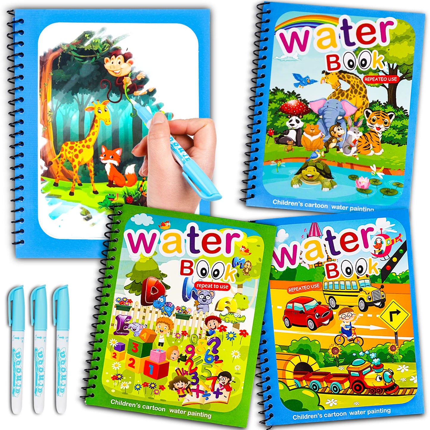Air Blow Water Doodle Books for Toddlers – 3-Pack, Reusable & Mess-Free
