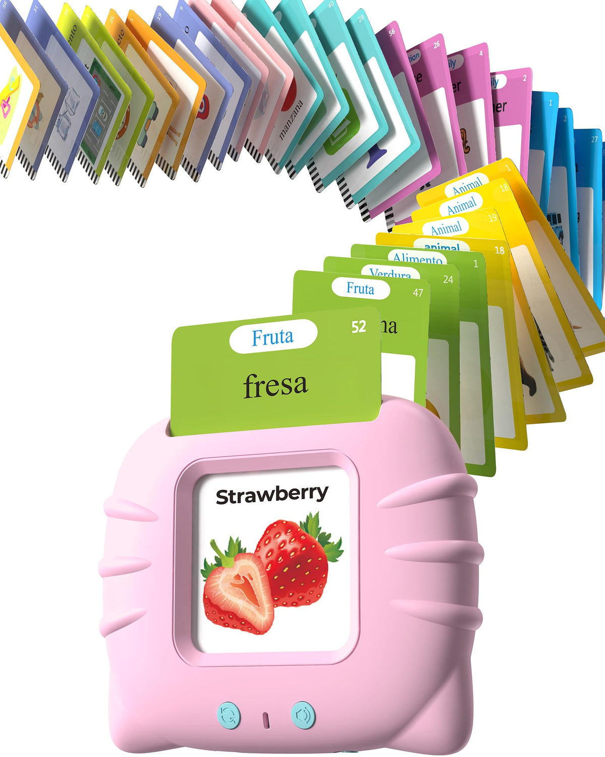 Airbition Bilingual Pink Talking Flash Cards – Dual Language Montessori Learning Tools