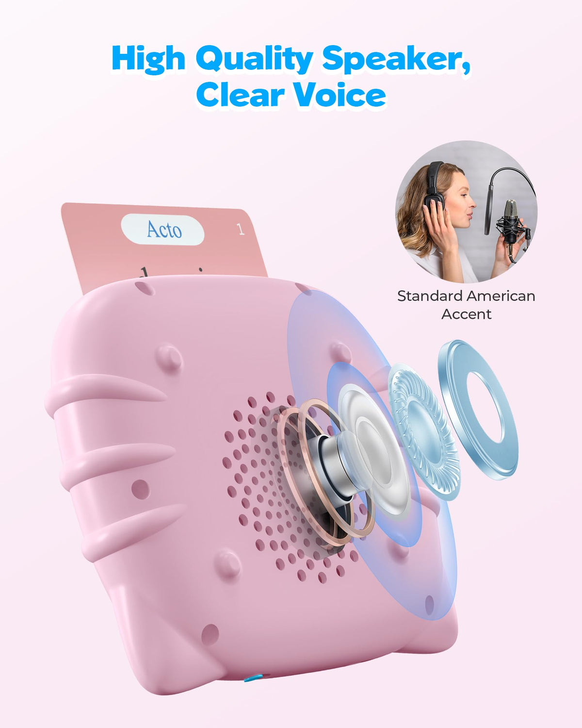 Airbition Bilingual Pink Talking Flash Cards – Dual Language Montessori Learning Tools