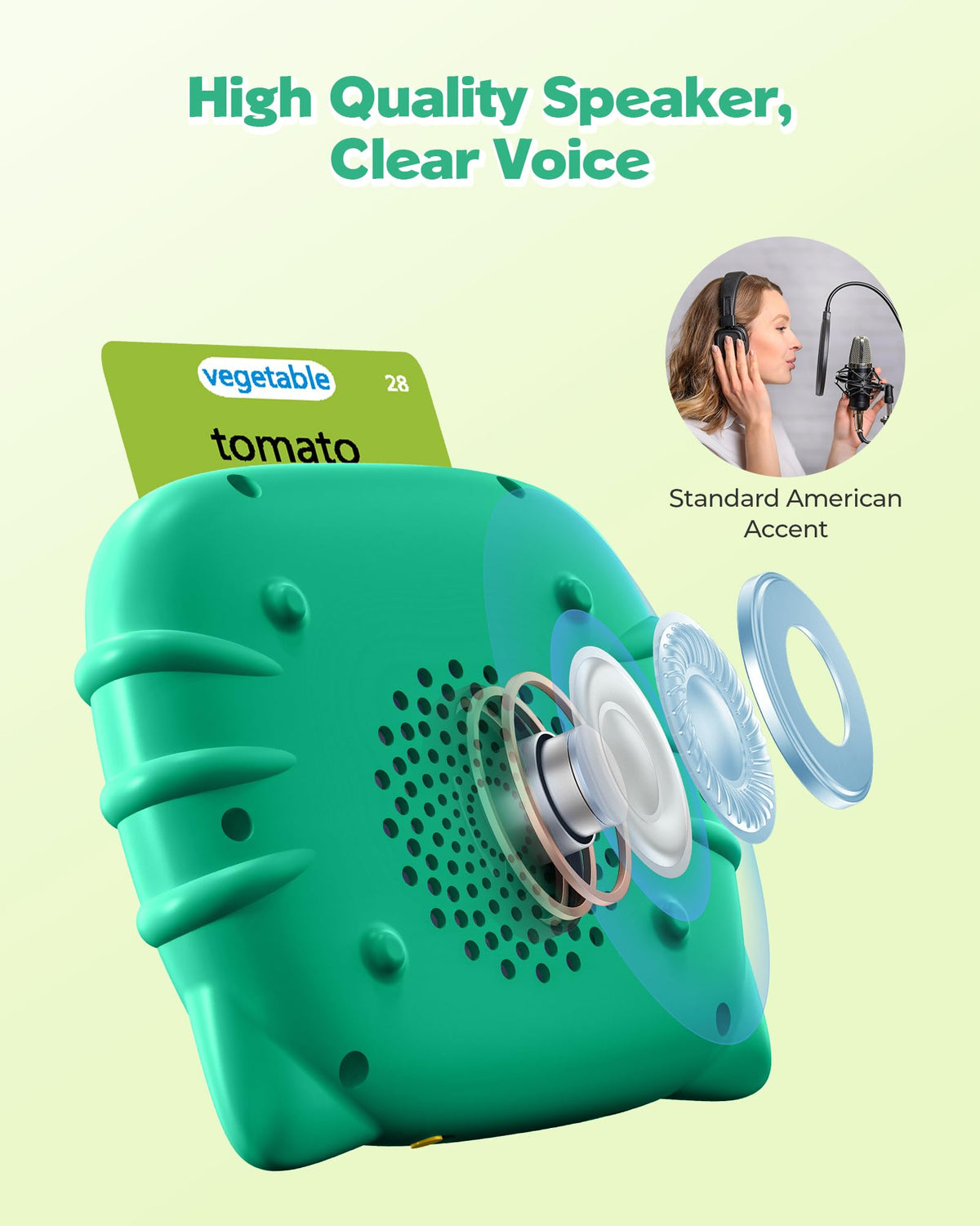 Airbition Talking Flash Cards for Toddlers – Montessori Language Learning (Green)