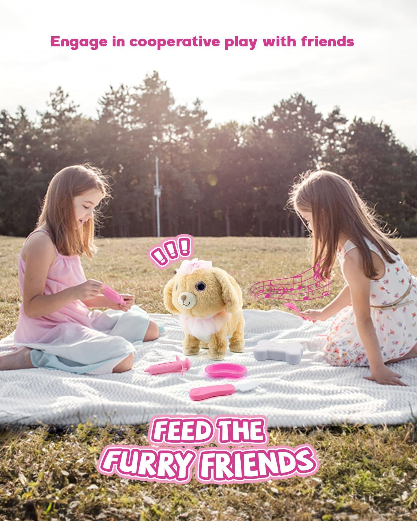Airbition Plush Toy Dog for Girls — Interactive Puppy for 2–5 Year Olds with Doctor Play, Walking, Barking & Remote Control (11 Accessories)
