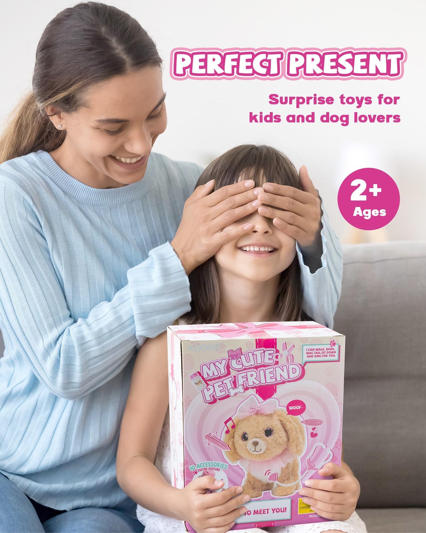 Airbition Plush Toy Dog for Girls — Interactive Puppy for 2–5 Year Olds with Doctor Play, Walking, Barking & Remote Control (11 Accessories)