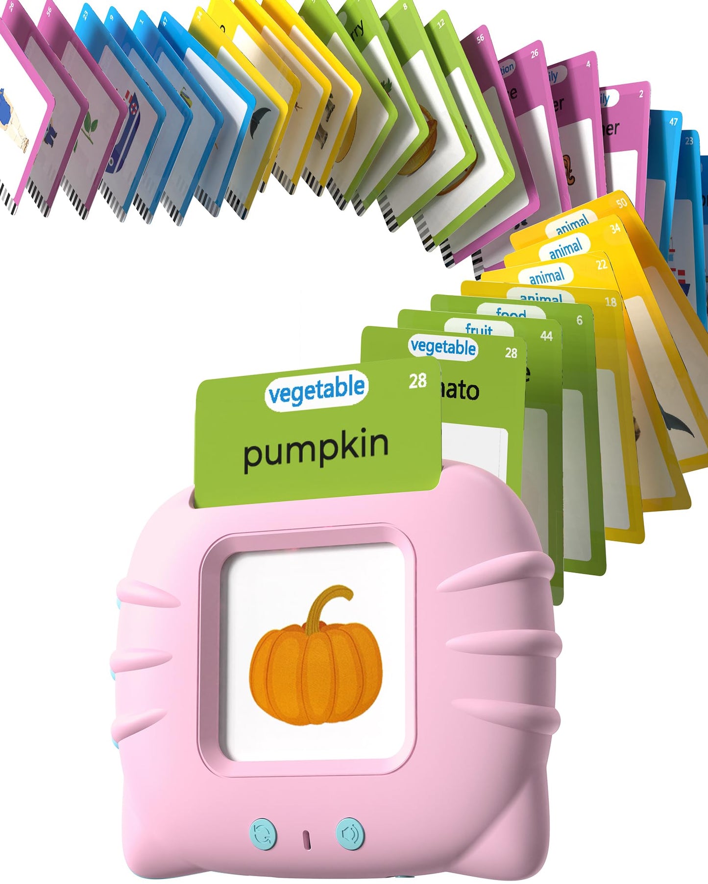 Airbition Talking Flash Cards for Toddlers — Montessori Language Learning, 224 Words, Pink