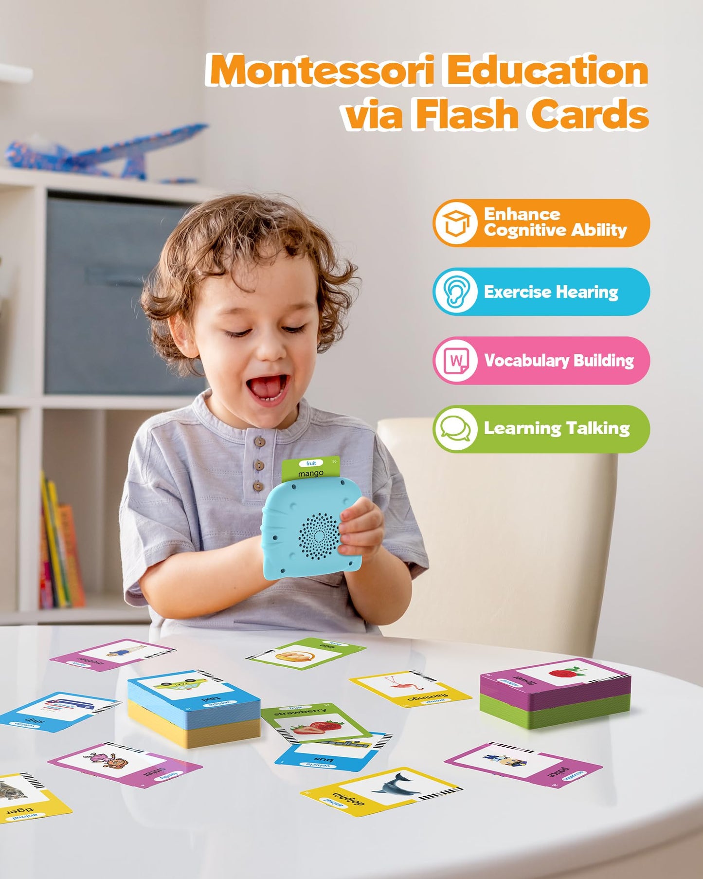 Airbition Talking Flash Cards for Toddlers — 224 Words, Montessori Language Learning