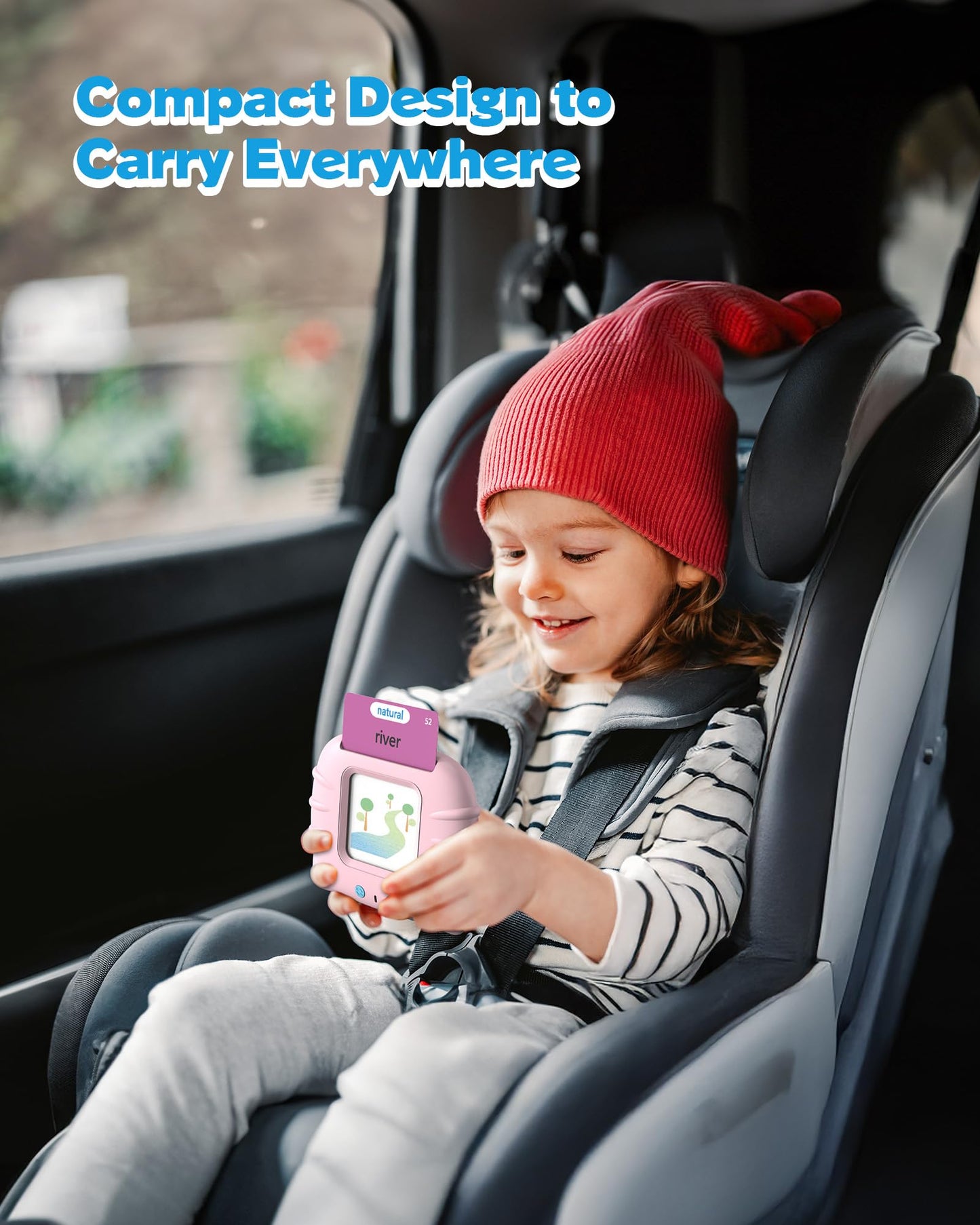 Airbition Talking Flash Cards for Toddlers — Montessori Language Learning, 224 Words, Pink