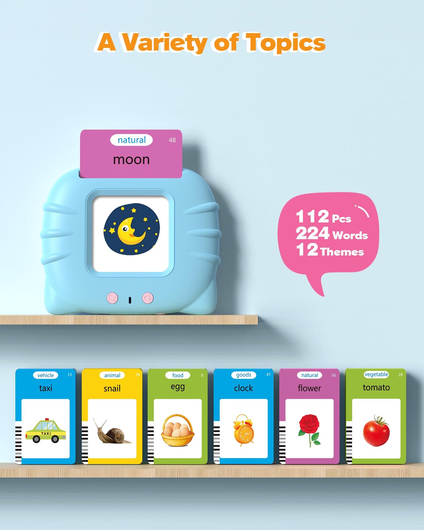 Airbition Talking Flash Cards for Toddlers — 224 Words, Montessori Language Learning