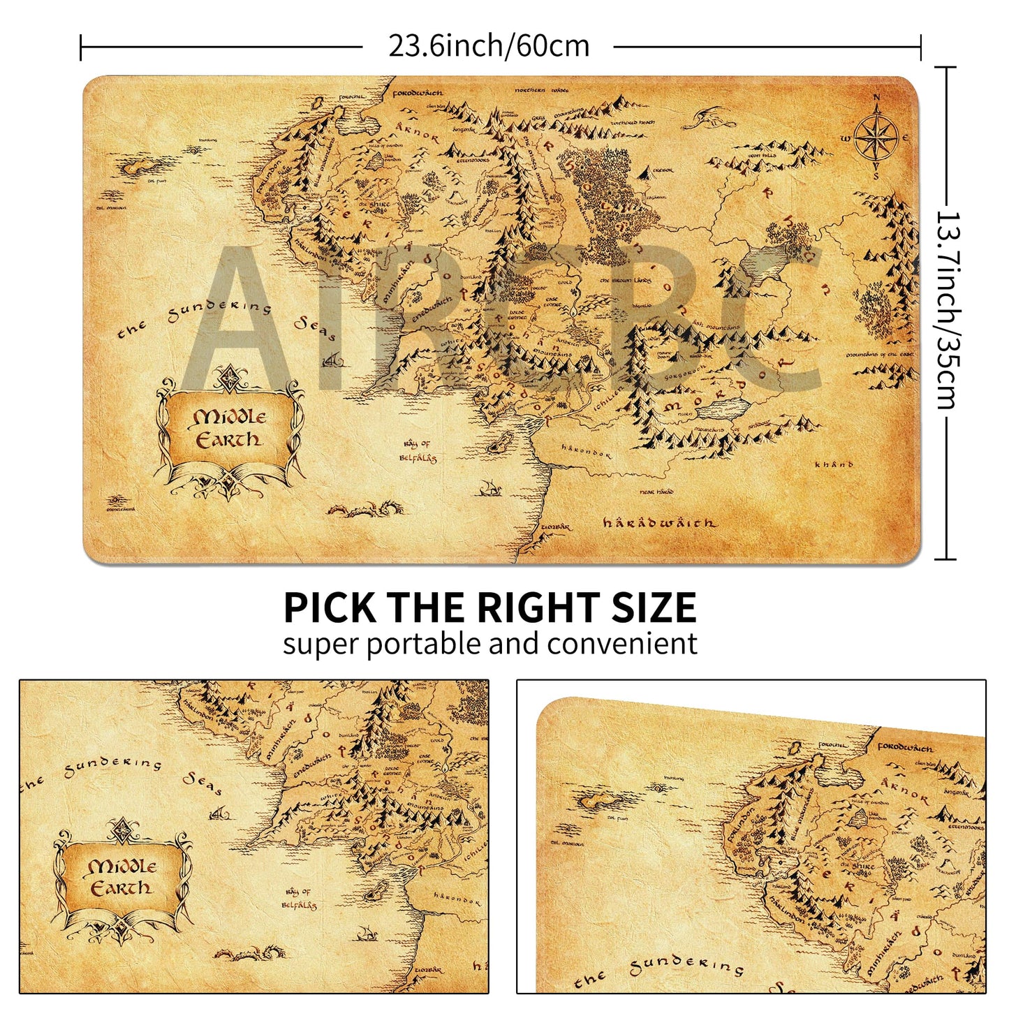 AIRCBC MTG Playmat 24x14 in — Non-Slip Rubber Backing + Free Storage Bag
