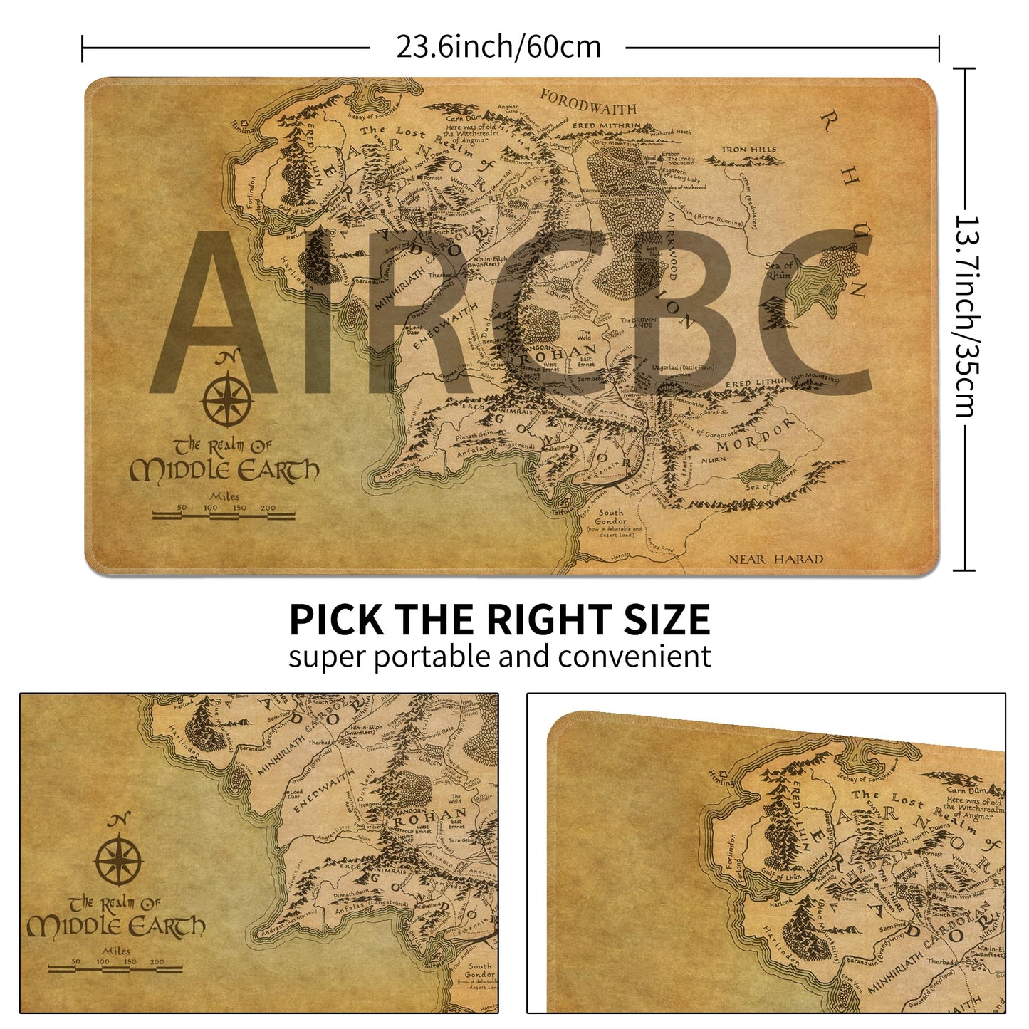 AIRCBC MTG Playmat 24x14 in – Non-Slip Rubber Backing, Card Game Duel Mat + Free Storage Bag