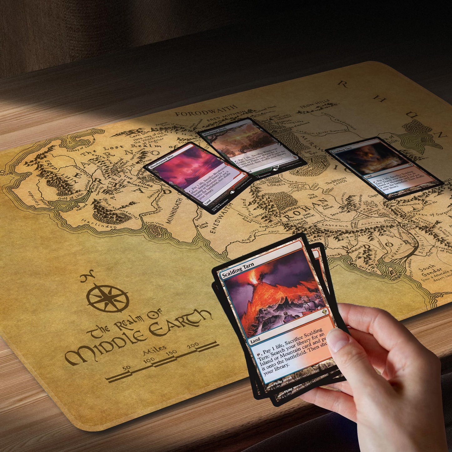 AIRCBC MTG Playmat 24x14 in – Non-Slip Rubber Backing, Card Game Duel Mat + Free Storage Bag
