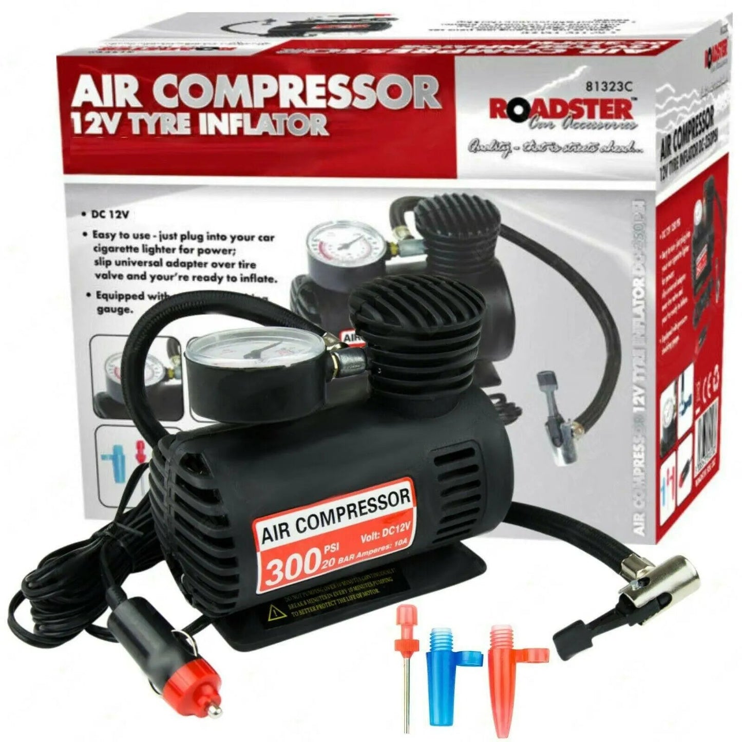 Car Air Compressor Pump Compact 300psi Tyre Inflator Bicycle Ball Bike Van 12v
