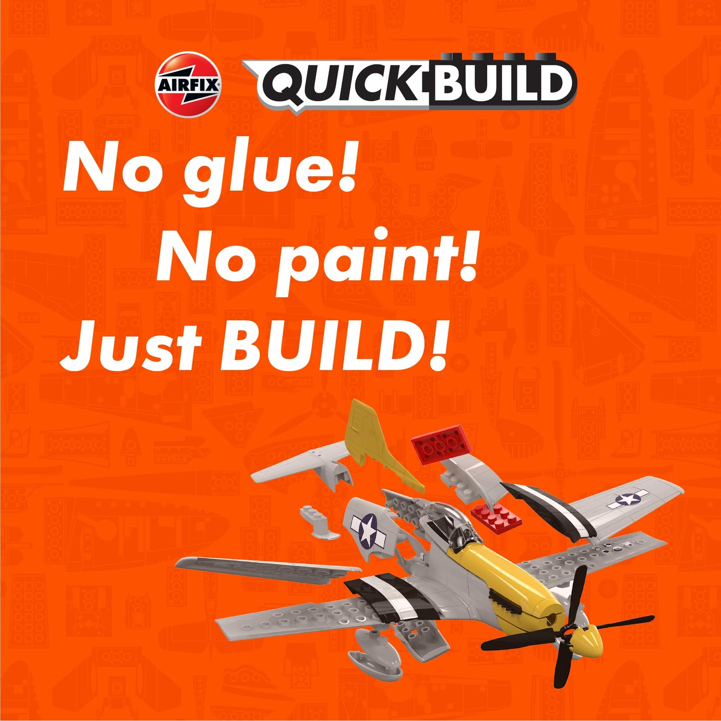 Airfix Quickbuild P-51D Mustang Kit – No Glue, Pre-Painted, Skill Level 1 (J6016)