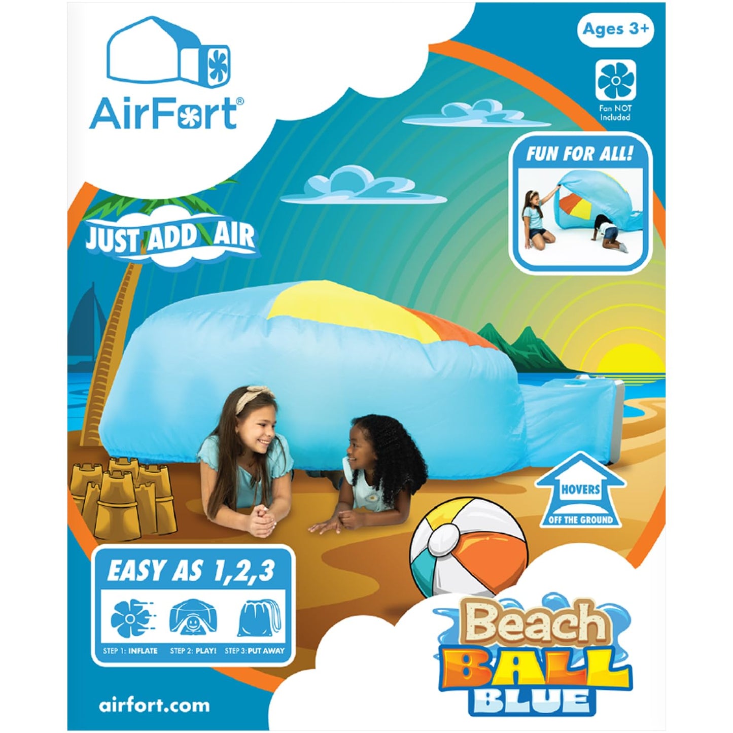 Air Fort: The Original Patented Inflatable Fort for Kids – 30-Second Setup (Beach Ball Blue)