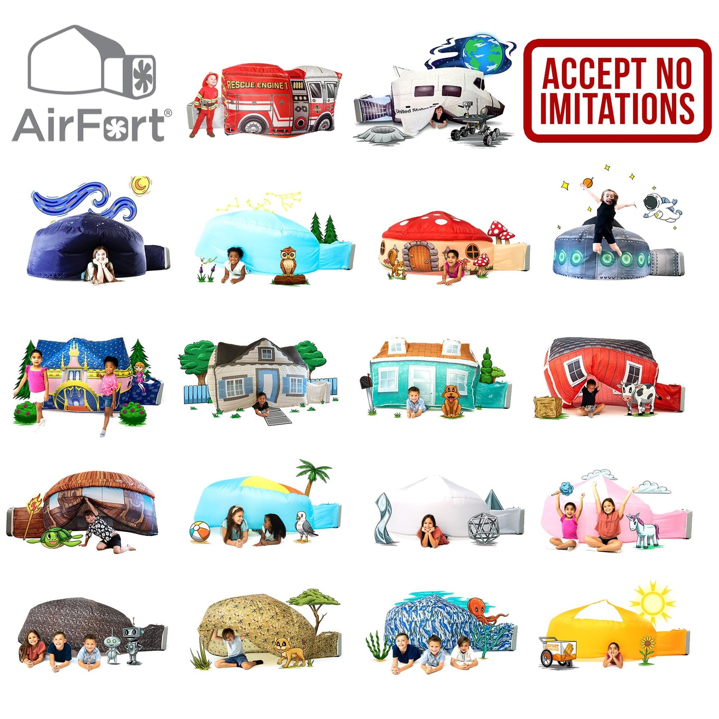 Air Fort Royal Castle – The Original Patented AirFort, 30-Second Inflatable Kid Fort