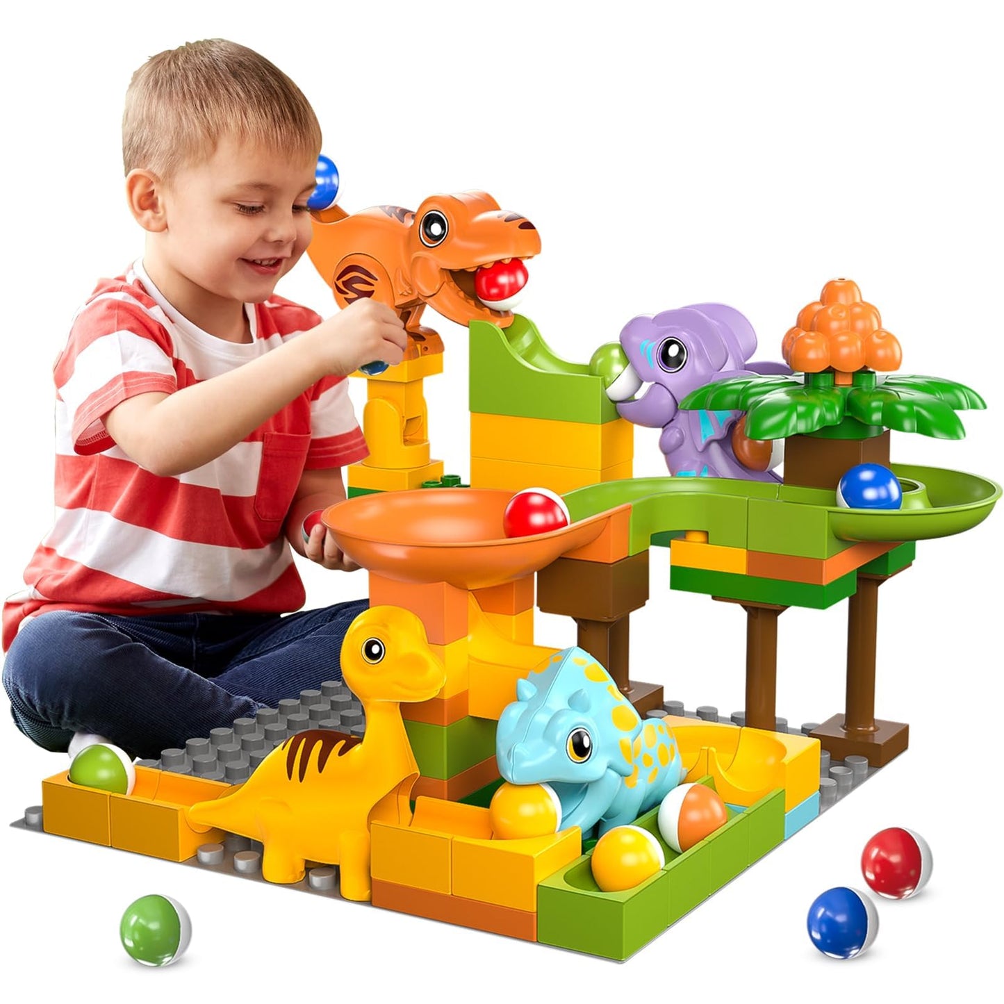 Airkid Marble Runs for Kids 4-8 — Dinosaur Building Blocks & STEM Toy
