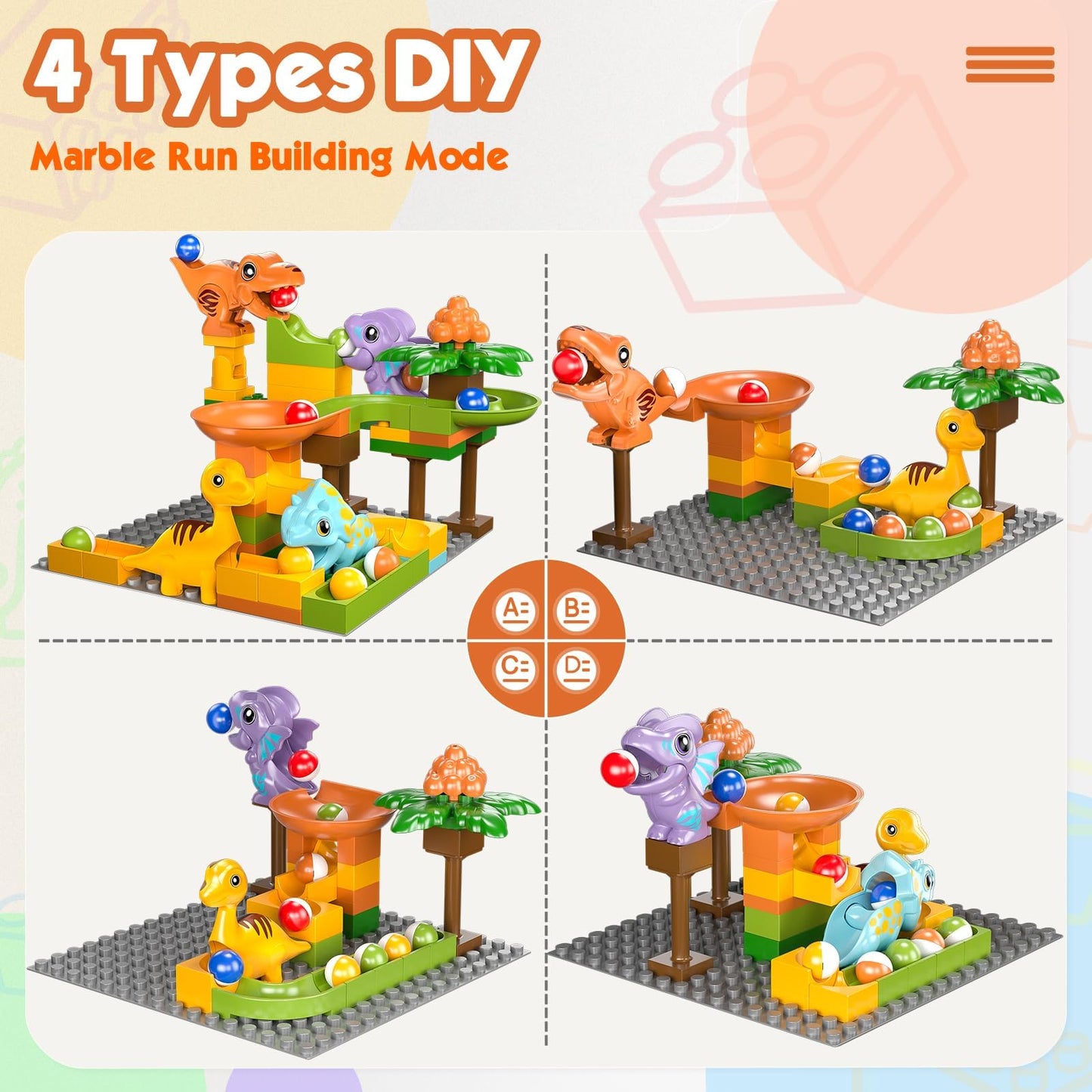 Airkid Marble Runs for Kids 4-8 — Dinosaur Building Blocks & STEM Toy