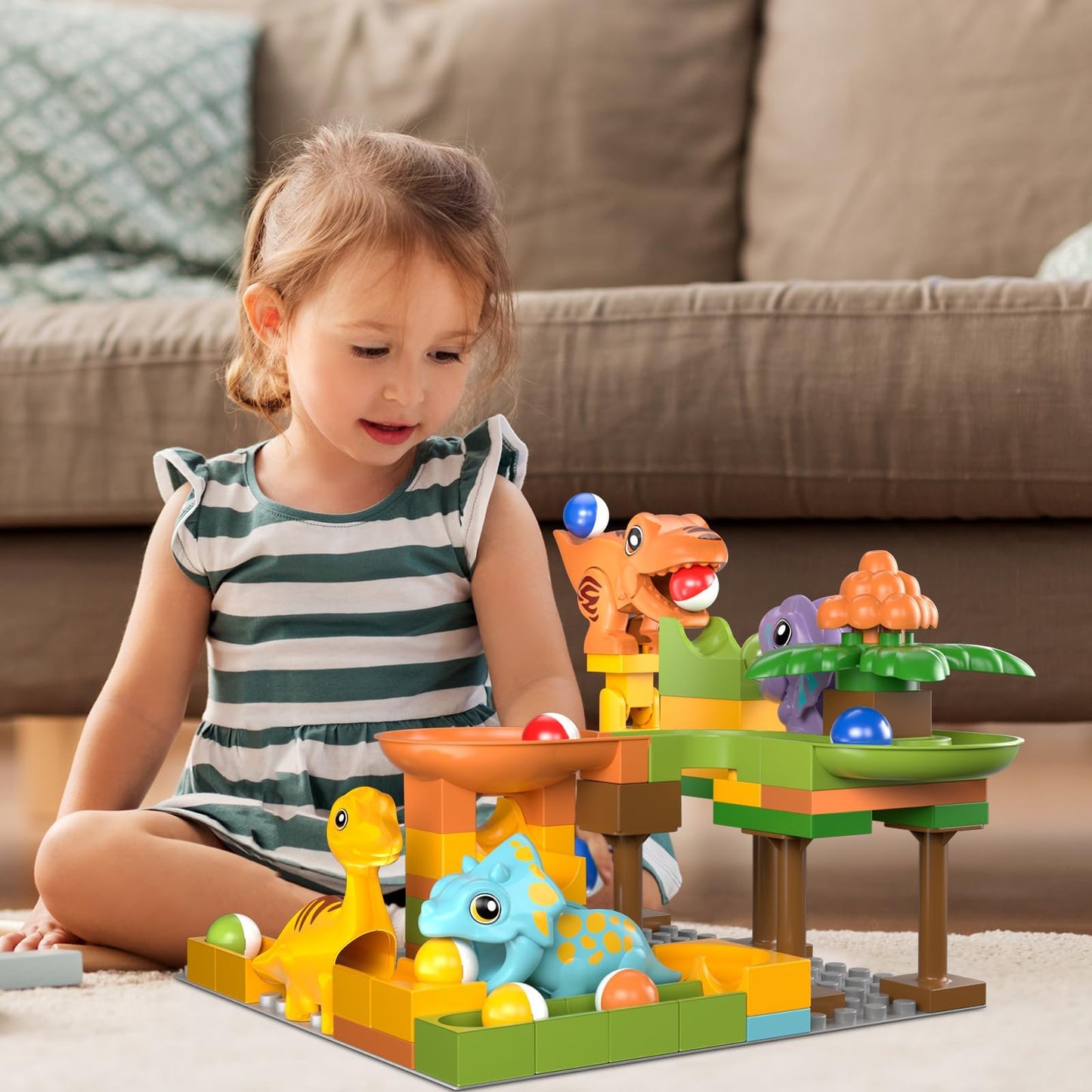 Airkid Marble Runs for Kids 4-8 — Dinosaur Building Blocks & STEM Toy