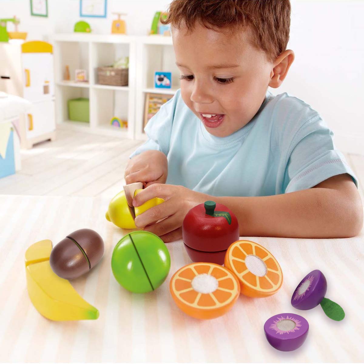 Airlab Wooden Play Food Set – Cutting Fruits & Pretend Vegetables for Kids