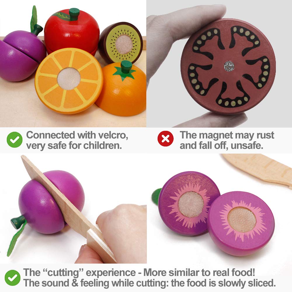 Airlab Wooden Play Food Set – Cutting Fruits & Pretend Vegetables for Kids