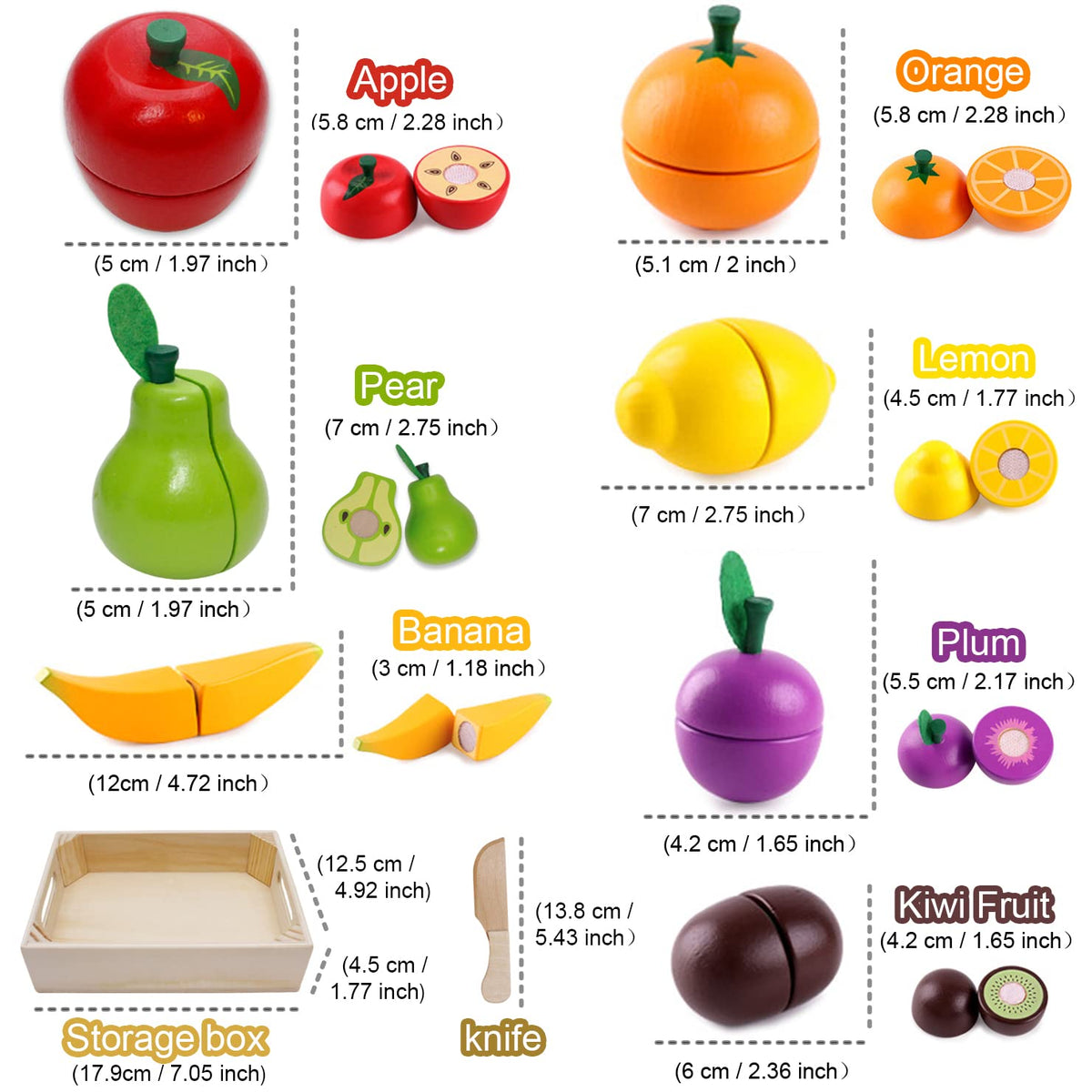 Airlab Wooden Play Food Set – Cutting Fruits & Pretend Vegetables for Kids
