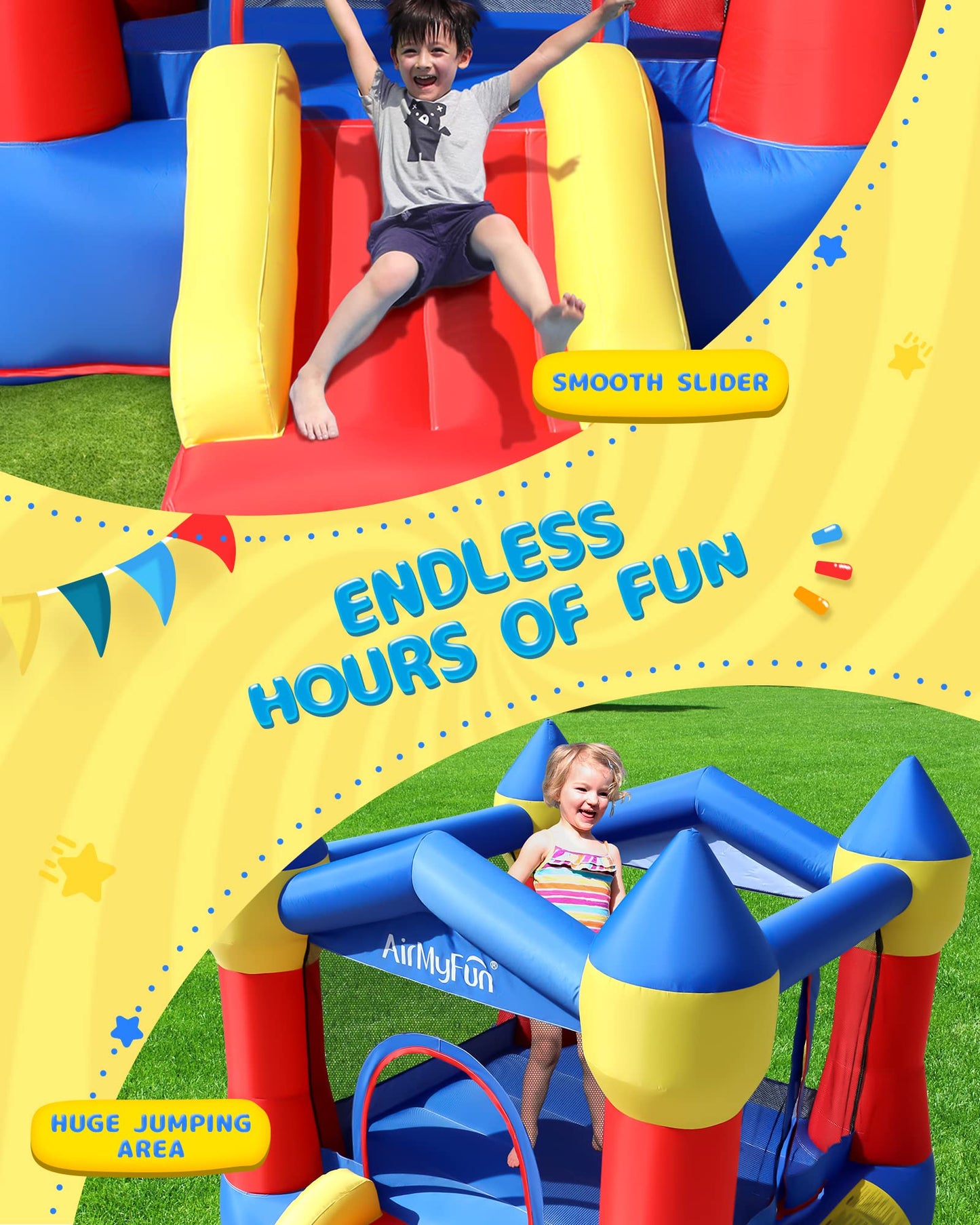 AirMyFun Toddler Bounce House with Slide & Blower – Indoor/Outdoor 82011A