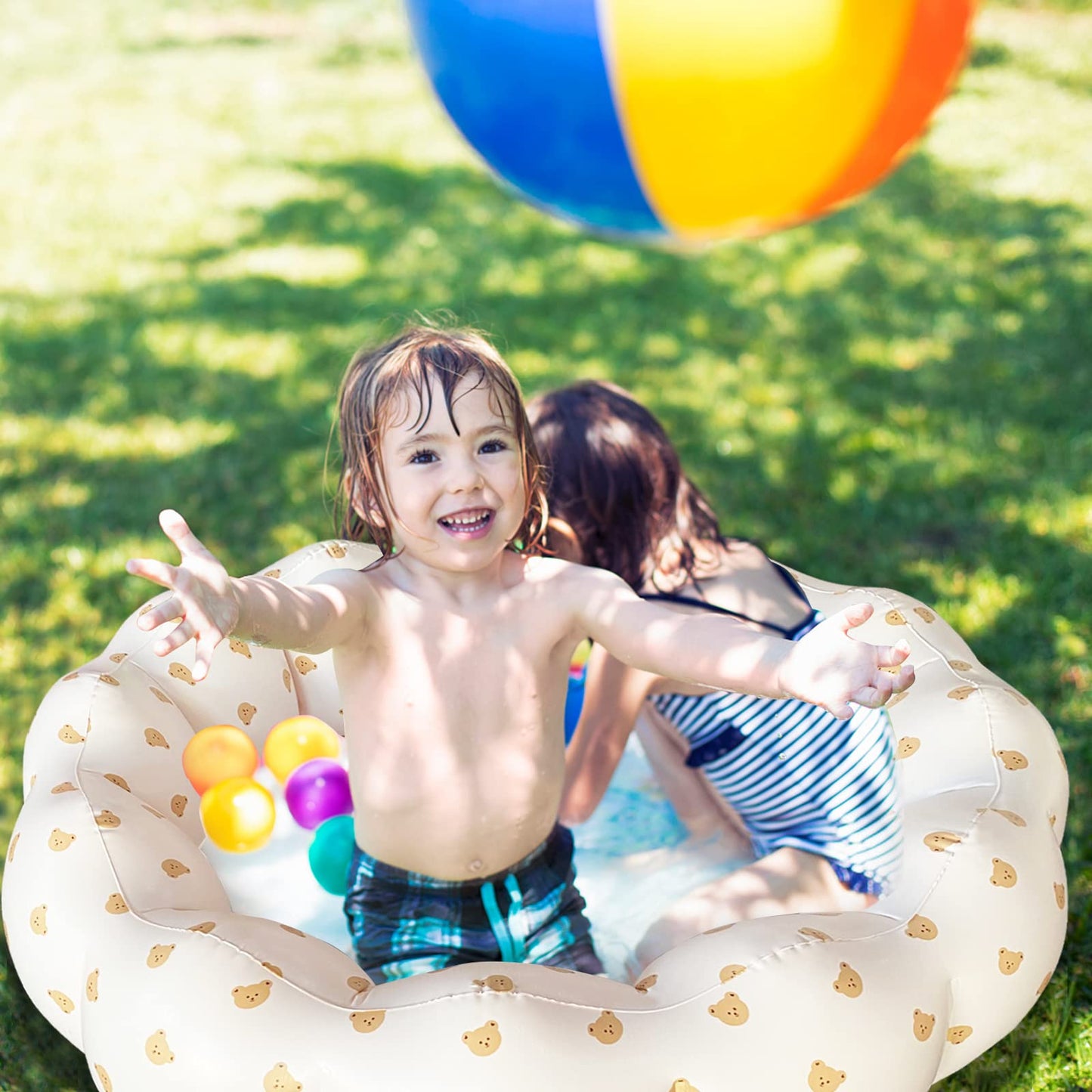 AirSwim Inflatable Baby Pool – Portable 35.4x9.8 in (Bear Head)