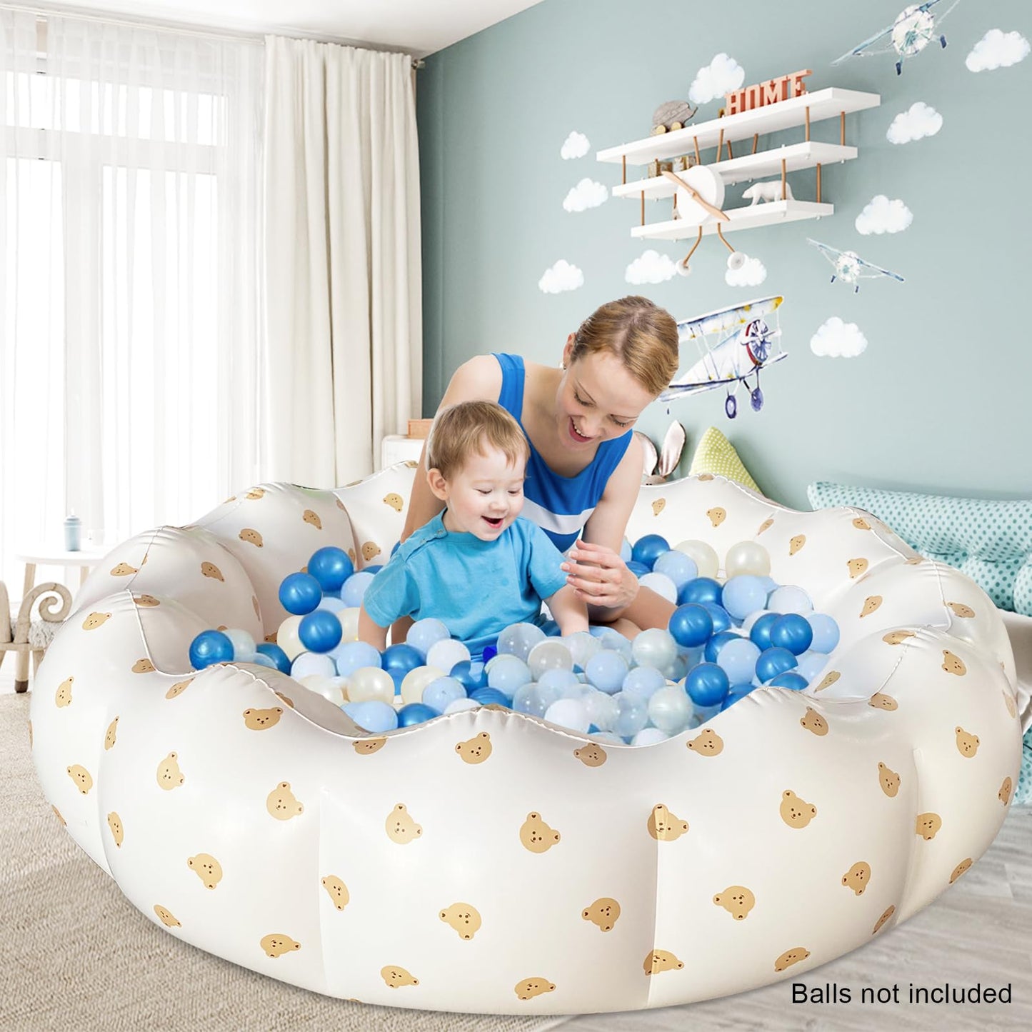 AirSwim Inflatable Baby Pool – Portable 35.4x9.8 in (Bear Head)