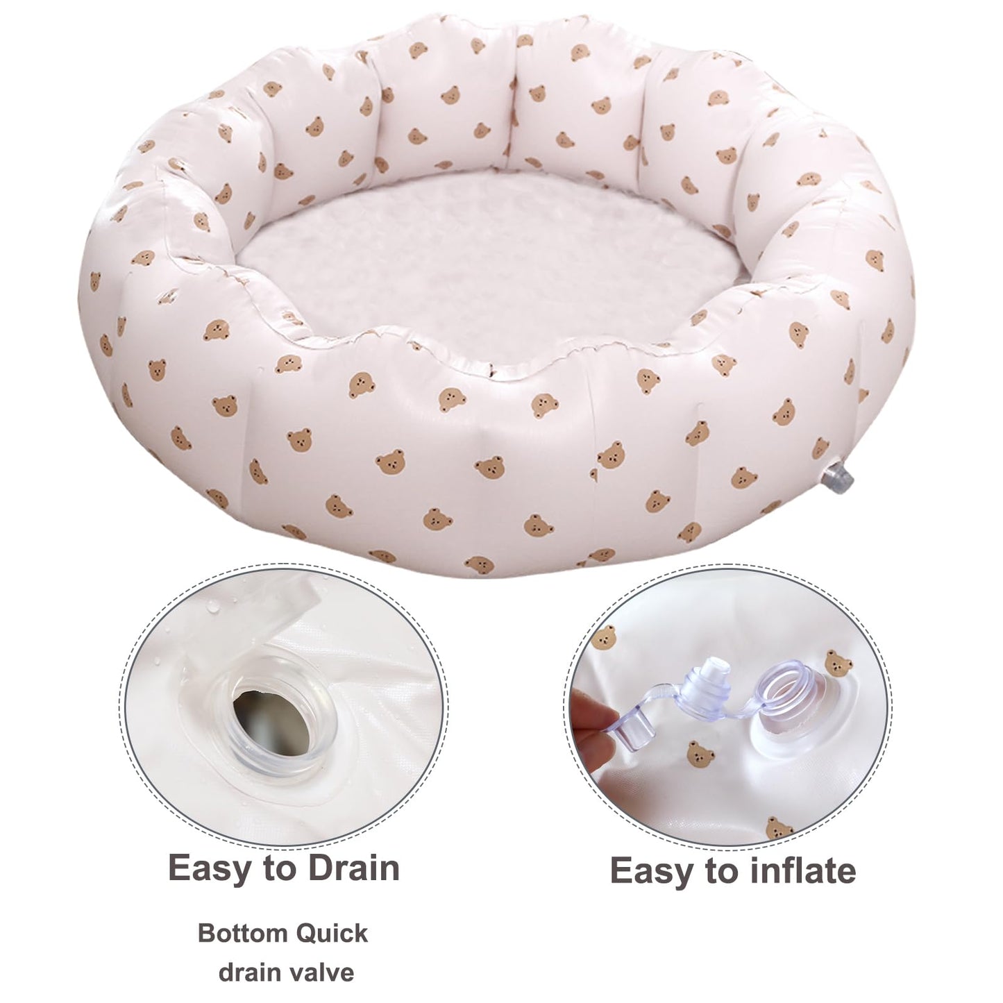 AirSwim Inflatable Baby Pool – Portable 35.4x9.8 in (Bear Head)