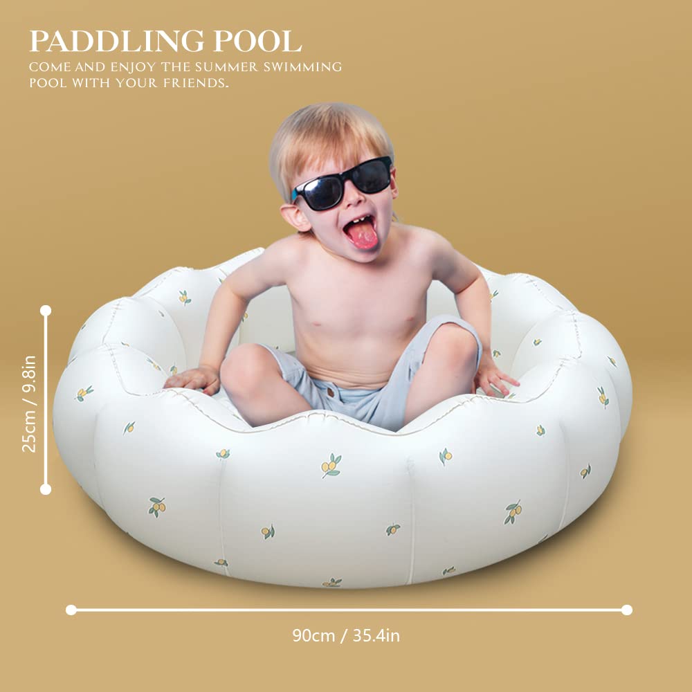 AirSwim Inflatable Baby Pool – Portable Paddling Pool for Ages 0-3, Indoor & Outdoor (35.4 x 9.8 in) | White
