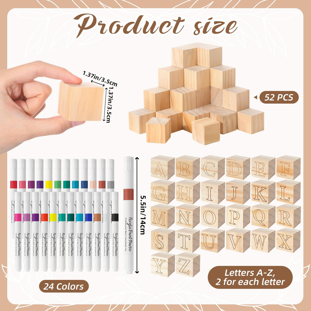 Aisharery 117 Pcs Baby Shower Blocks Kit – Kraft Edition with 52 Blocks, 24 Markers, 40 Templates