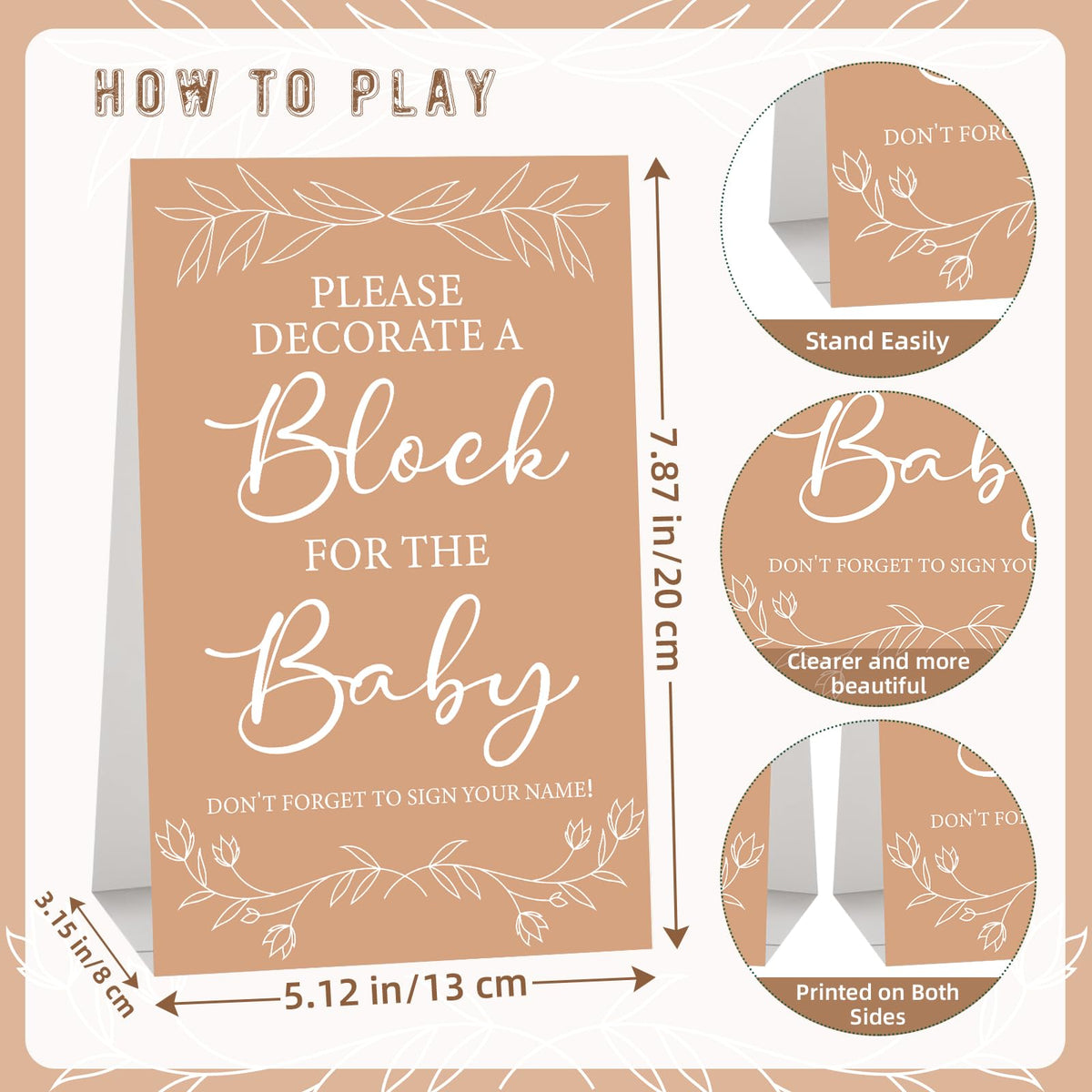 Aisharery 117 Pcs Baby Shower Blocks Kit – Kraft Edition with 52 Blocks, 24 Markers, 40 Templates