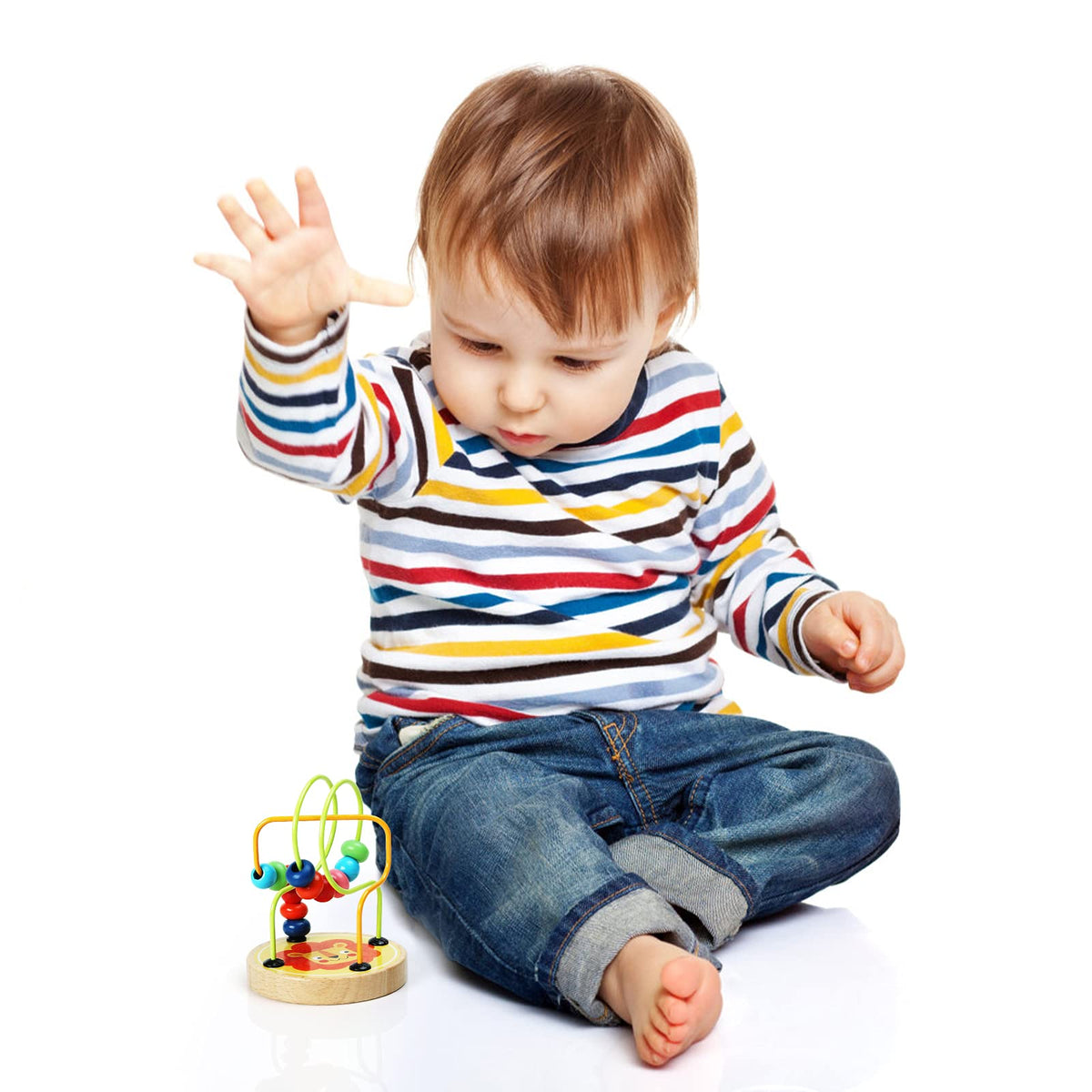 AISHUN Bead Maze Toy for Toddlers | Wooden Colorful Roller Coaster Educational Circle Toys