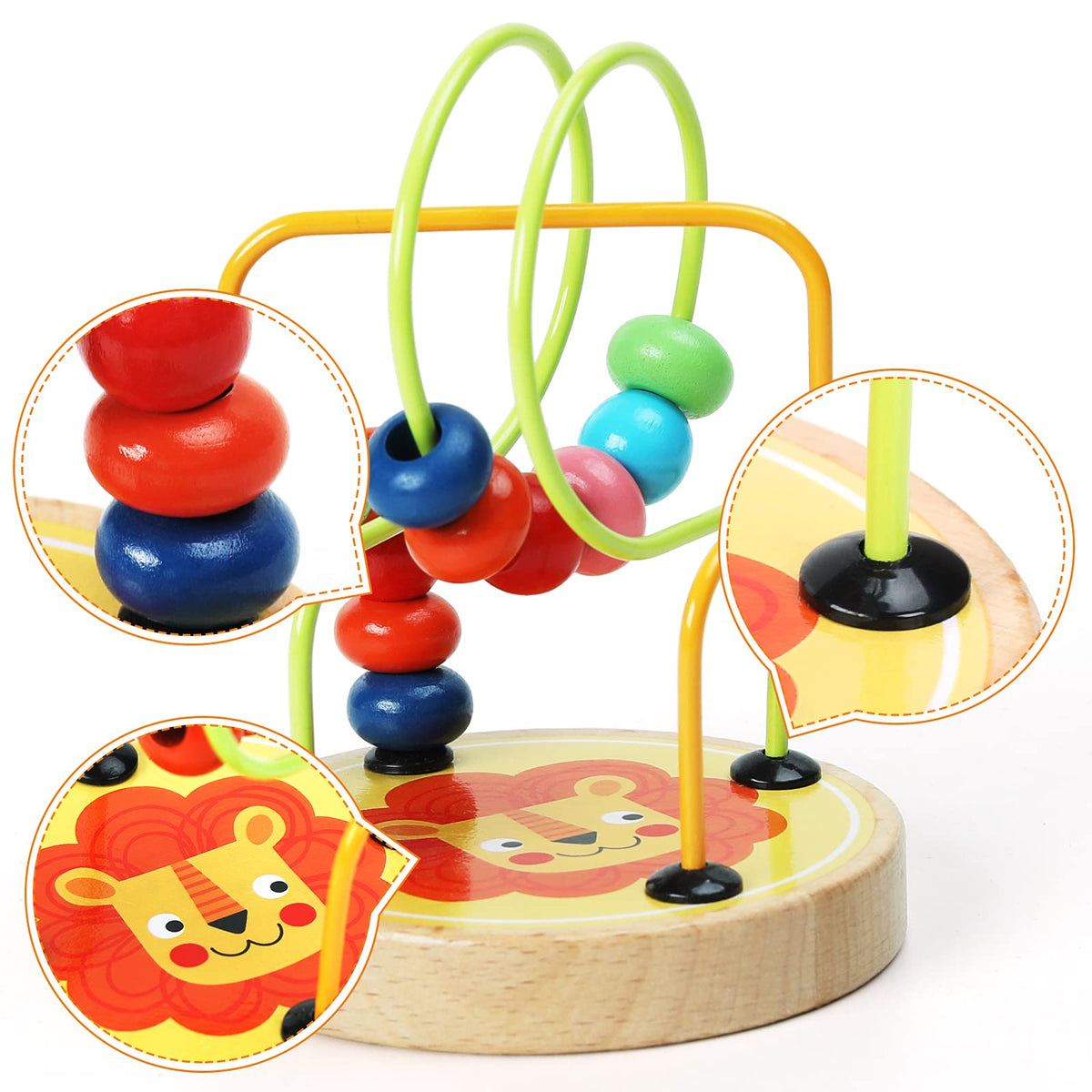 AISHUN Bead Maze Toy for Toddlers | Wooden Colorful Roller Coaster Educational Circle Toys