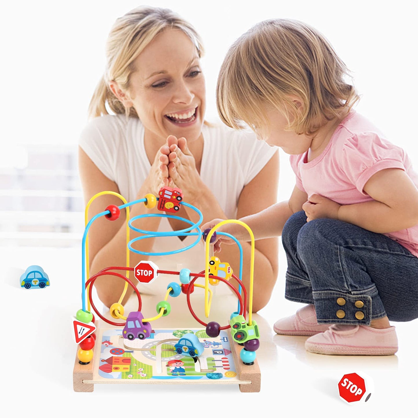 AISHUN Wooden Bead Maze Toy for Toddlers – Colorful Roller Coaster for Early Learning