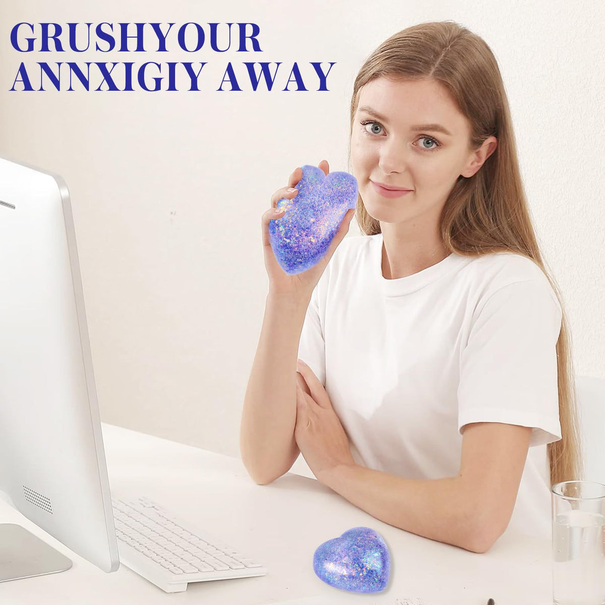 AiSiXin Heart Sugar Ball Stress Ball – Purple Malt Sugar Fidget Toy for Focus & Relaxation
