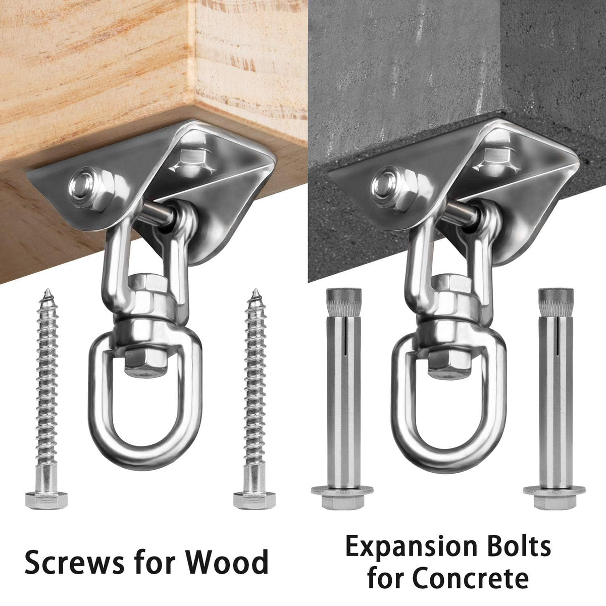Aisto Heavy Duty Swing Hangers – 2000 lb Capacity, 360° Stainless Steel Swivel for Wood Sets