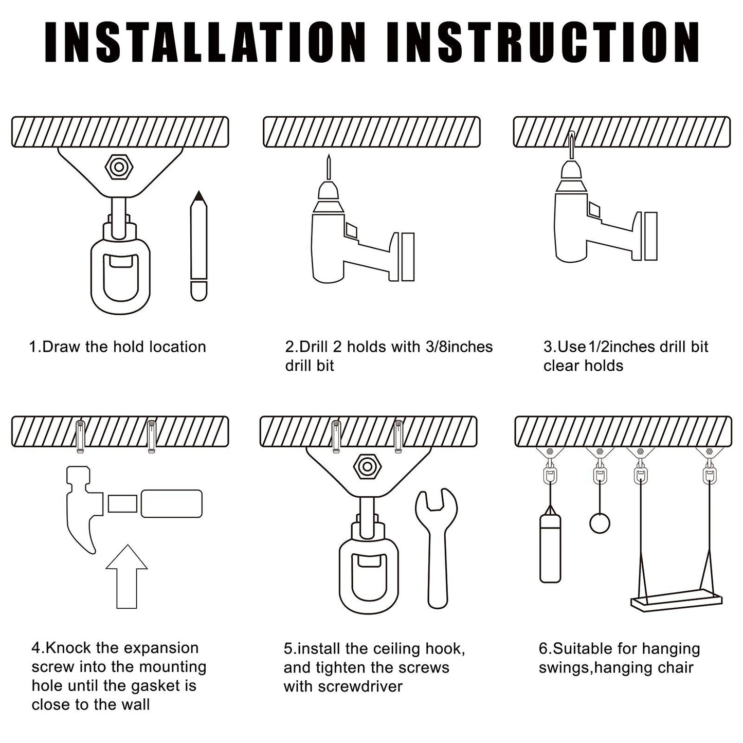 Aisto Heavy Duty Swing Hangers – 1000 lb Capacity, 360° Swivel Stainless Steel (2 Pack)