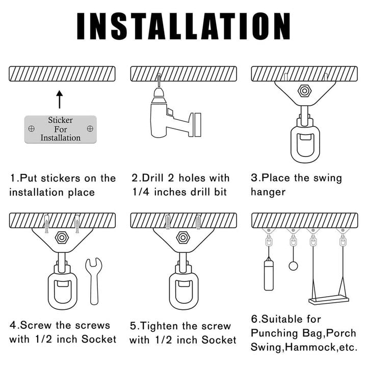 Aisto Heavy Duty Swing Hangers for Wooden Sets – 2 Pack, 2000 lb Total Capacity, 360° Swivel Stainless Steel