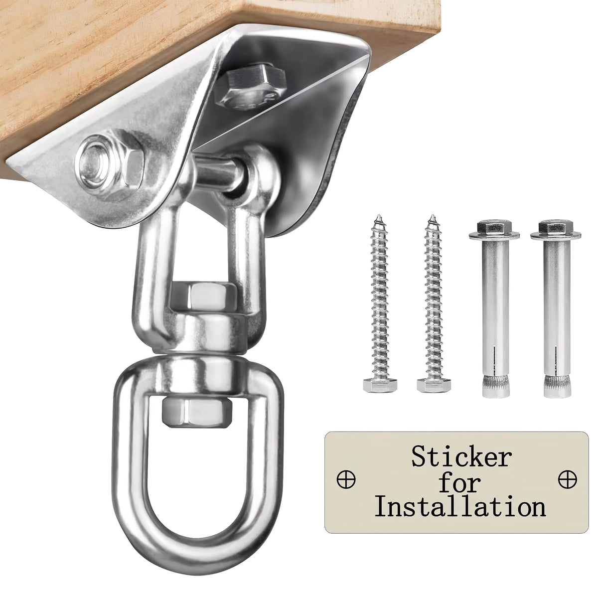 Aisto Heavy Duty Swing Hangers – 1000 lb Capacity, 360° Swivel Stainless Steel (2 Pack)
