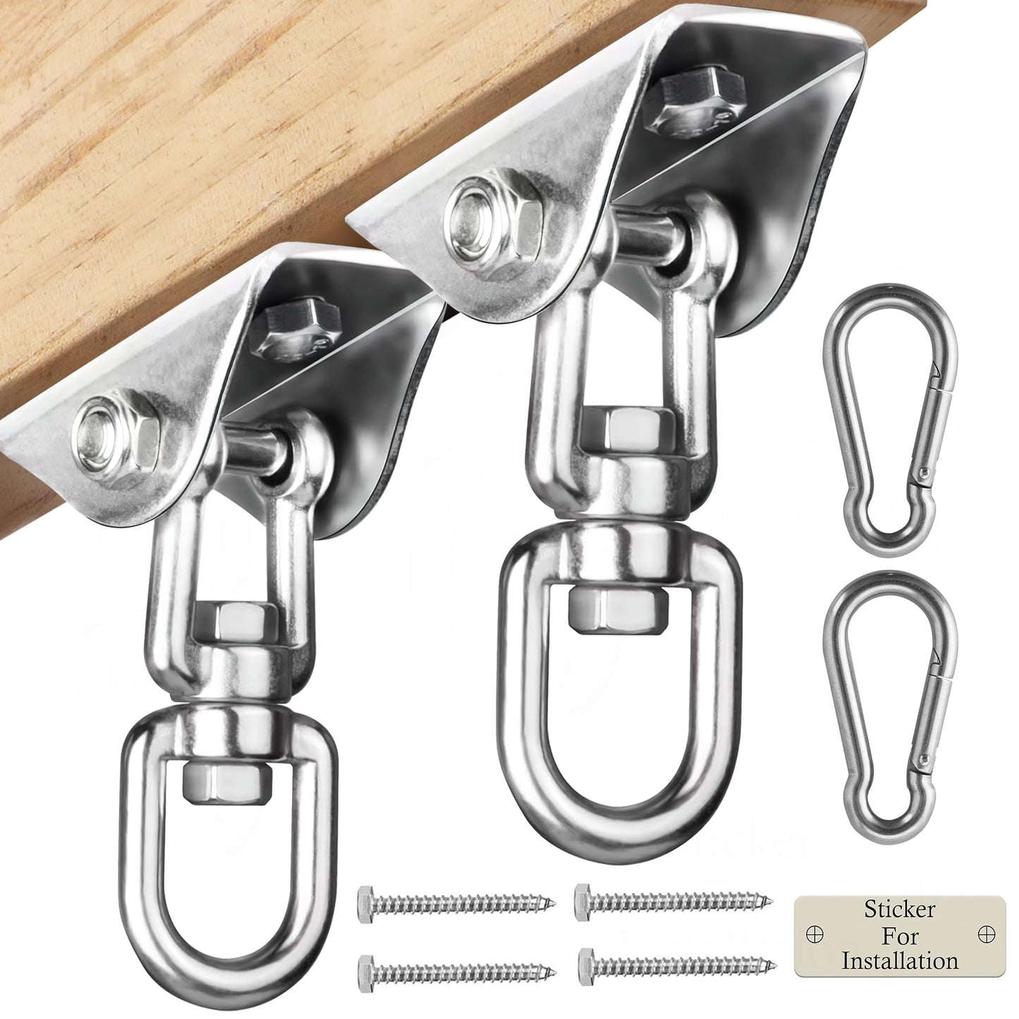 Aisto Heavy Duty Swing Hangers – Stainless Steel 360° Swivel, 2 Pack for Wood & Concrete Installations